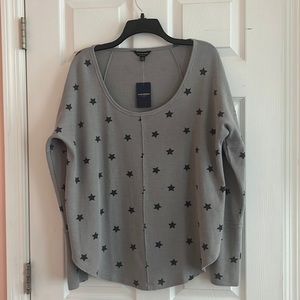 Lucky Brand gray relaxed fit waffle knit scoop neck pullover. NWT Size L